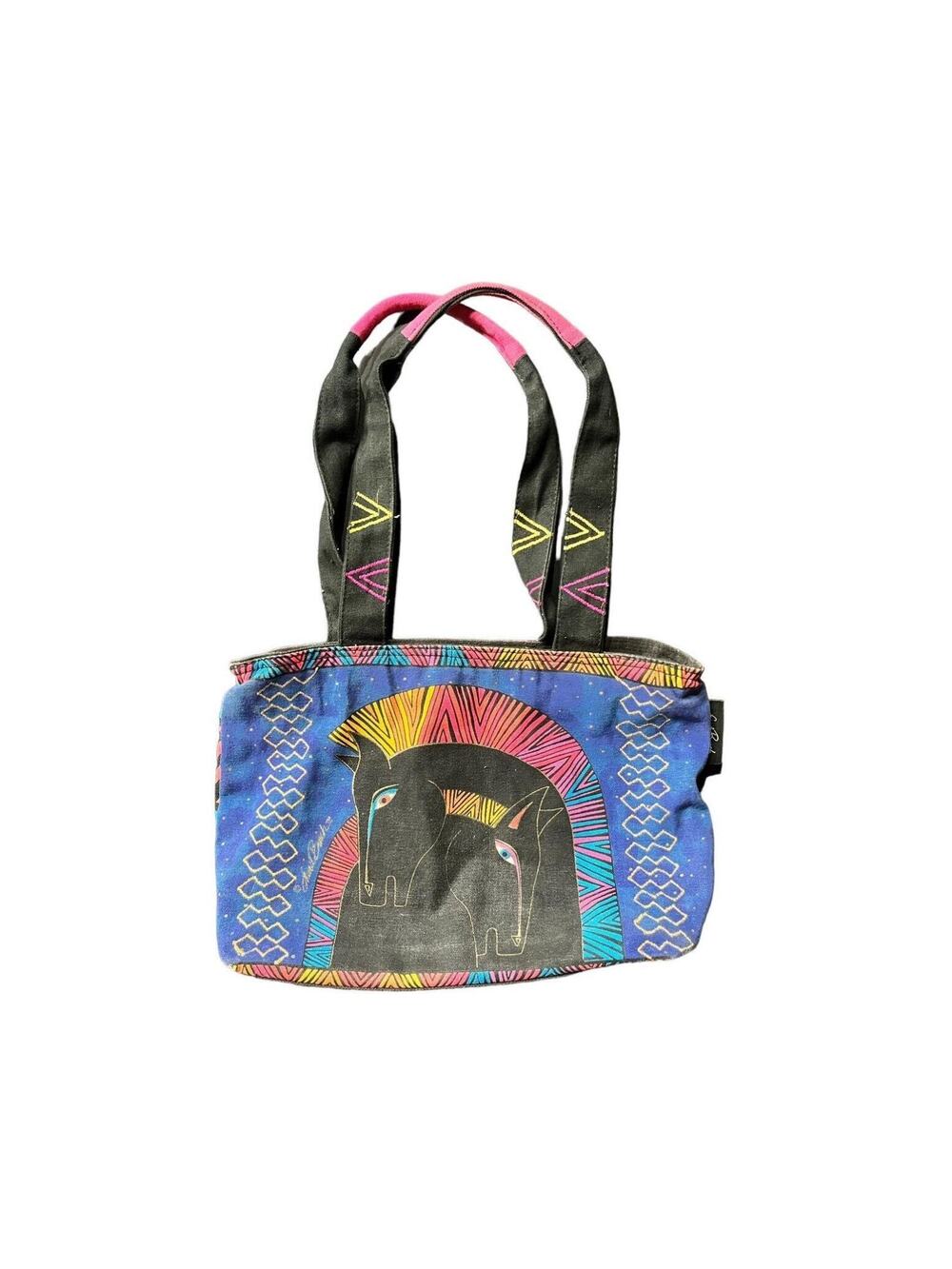 Vintage Laurel Burch Horse Print Canvas Bag